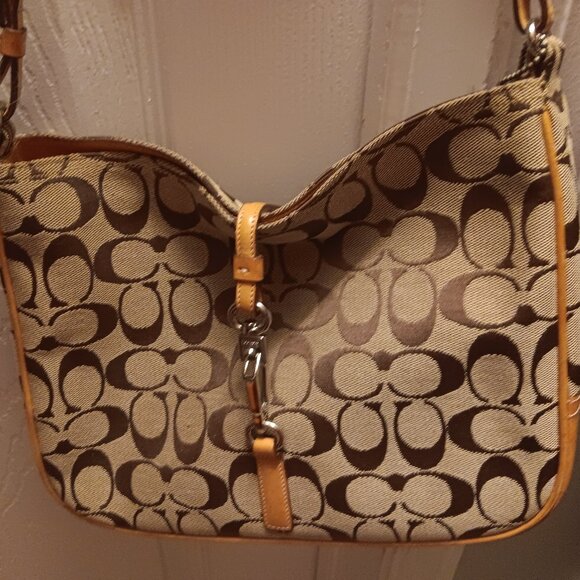 Coach 6091 Hampton Bag with clip, brown - Picture 1 of 5